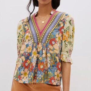 Bl-nk Stephanie V-Neck Babydoll Blouse, Anthropologie